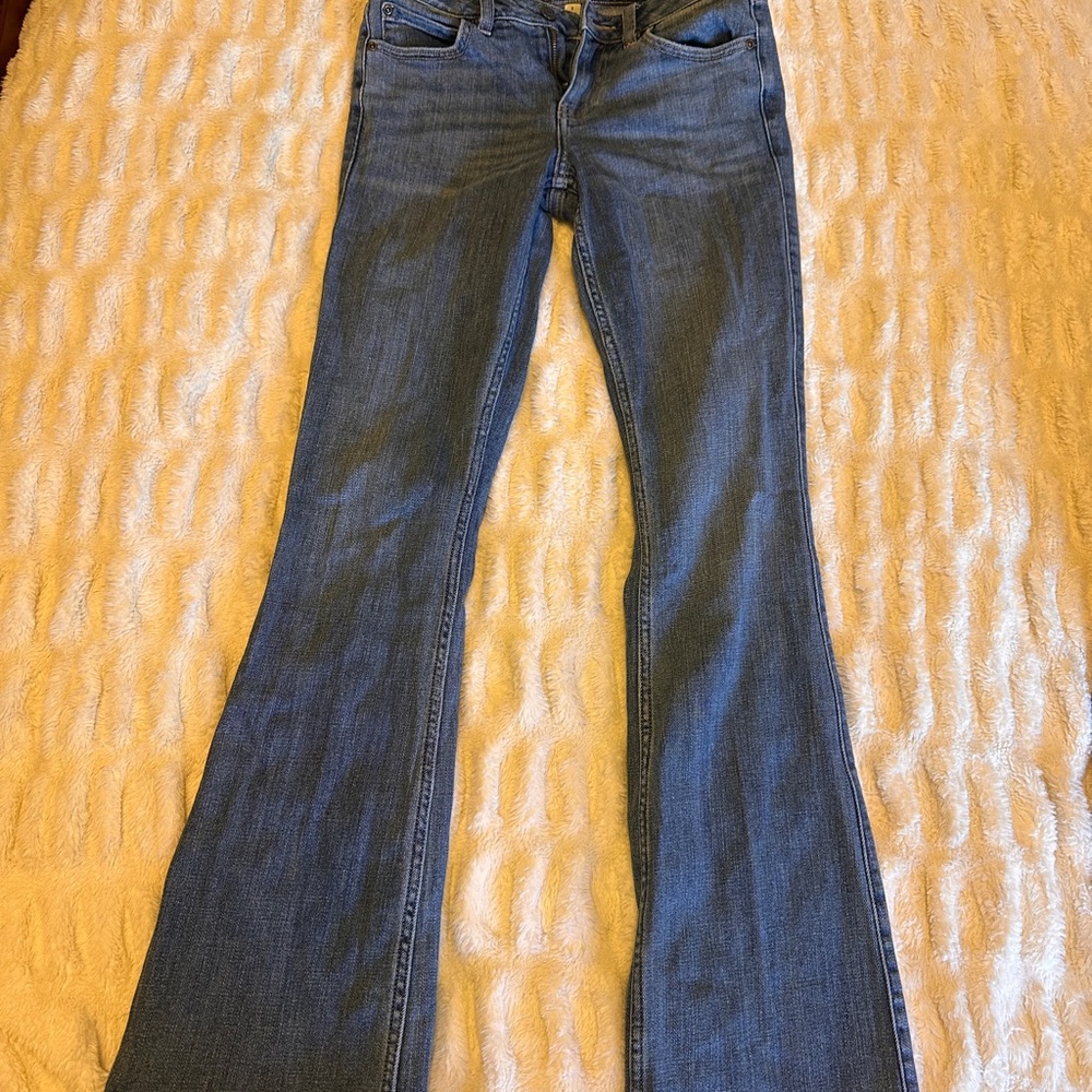 Blue Flare Wide Leg Jeans with Classic Denim Wash